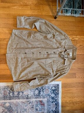 L.L. Bean Men's Plaid Button-Up Shirt in Beige and Brown